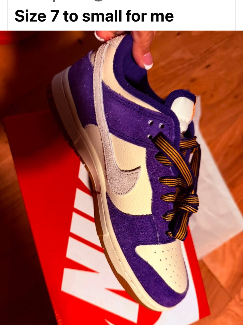 Nike Purple and Cream Low-Top Suede Sneakers